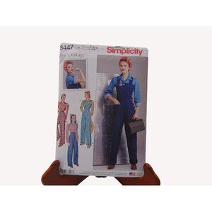 Simplicity 8447 Retro 40s Sewing Pattern Plus 16 24 Rosie Overalls High Waist